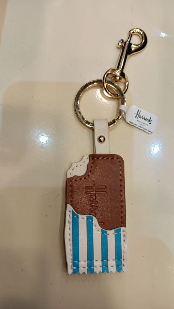 Choc Ice Blue Leather Keyringring..سلسلة مفاتيح جلدية بلون أزرق ثلجي شوكولاتة