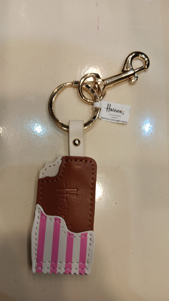 Choc Ice Pink Leather Keyringring...سلسلة مفاتيح جلدية بلون وردي شوكولاتة