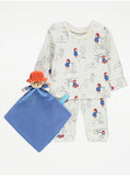 Paddington Bear Cream Ribbed Long Sleeve Pyjamas and Comforter Set