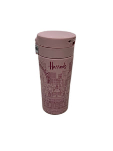 Harrods Pink Skyline Stainless Steel Coffee Cup...كوب قهوة من الفولاذ المقاوم للصدأ بتصميم وردي
