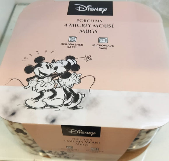 Porcelain 4 Mickey Mouse Mugs..أكواب بورسلين ميكي ماوس الأربعة
