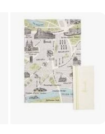 West End Tea Towels(Set of 2)مجموعة مناشف الشاي بنقشة خريطة الطرف الغربي