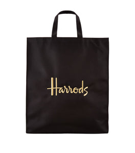 Large Black Logo Shopper Bag Cotton...حقيبة تسوق كبيرة سوداء اللون من القطن بشعار هارودز