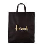 Large Black Logo Shopper Bag Cotton...حقيبة تسوق كبيرة سوداء اللون من القطن بشعار هارودز