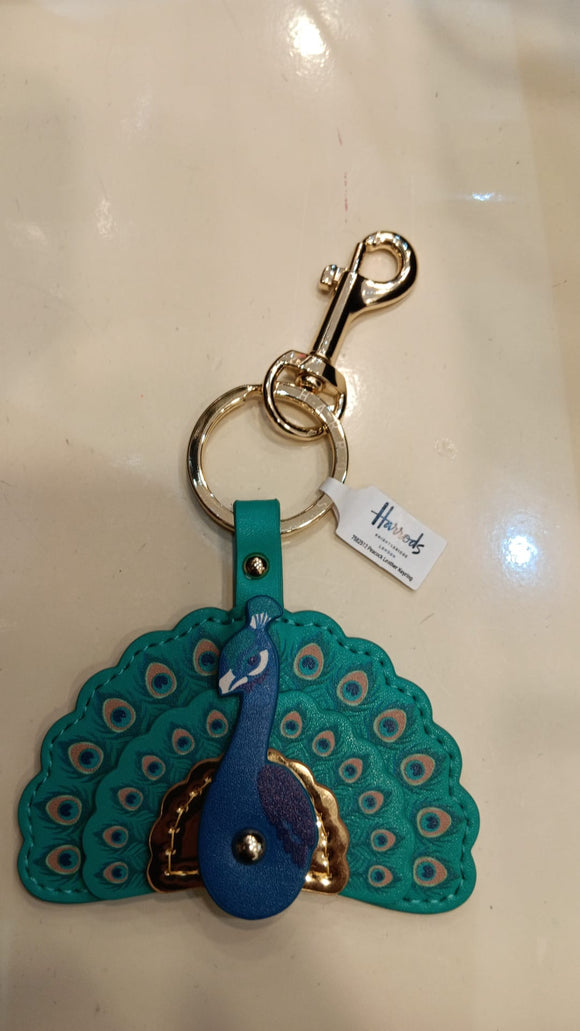 Peacock leather Keyring...سلسلة مفاتيح من جلد الطاووس