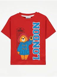 Paddington Bear Red London T-Shirt...تيشيرت بشعار الدب بادنغتون باللون الاحمر