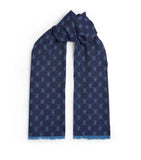 Woven H Logo Navy Wool Scarf..وشاح صوف أزرق داكن بشعار H منسوج