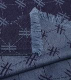 Woven H Logo Navy Wool Scarf..وشاح صوف أزرق داكن بشعار H منسوج