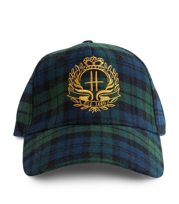 Harrods Crest Embroidered Tartan Cap..قبعة تارتان مطرزة بشعار هارودز