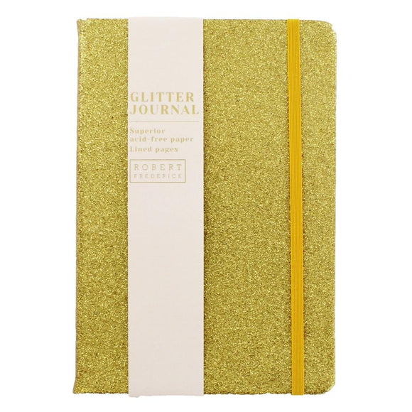 A5 Gold Glitter Cased Lined Journal...دفتر مسطر بغلاف ذهبي لامع