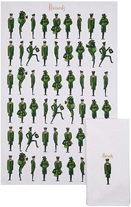 Harrods Green Man Tea Towel Set of 2 مجموعة مناشف الشاي بنقشة الرجل الاخضر