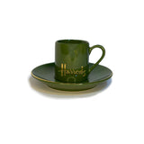 Harrods Green Logo Espresso Cup and Round Saucer...كوب إسبريسو مع صحن دائري بشعار هارودز الأخضر