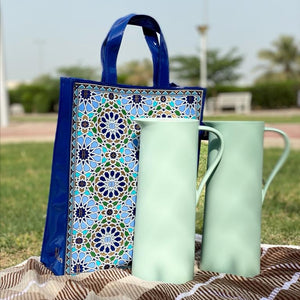 Mosaic Medium Shopper Bag with 2 Flasks Set...حقيبة تسوق فسيفسائية متوسطة الحجم مع طقم قارورتين