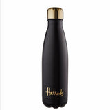 Harrods Black Logo Travel Water Bottle..زجاجة مياه للسفر بشعار هارودز الأسود.