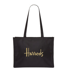 Classic Black Logo Microfibre Shoulder Tote Bag