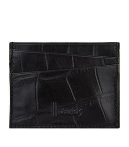 Crocodile-Embossed Leather Cardholder Black...حامل بطاقات من جلد التمساح باللون الأسود