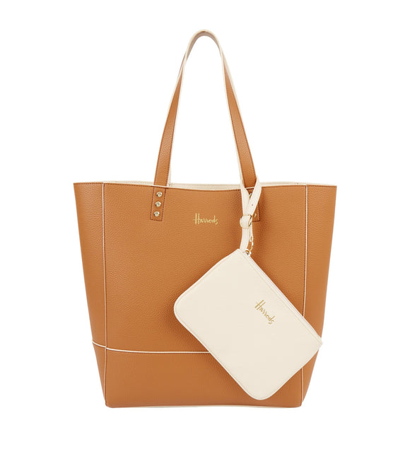 Fern Reversible Tote Bag Beige and Brown