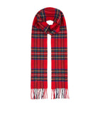 Fringed Check Wool Scarf Red Festive...وشاح صوف أحمر احتفالي بمربعات