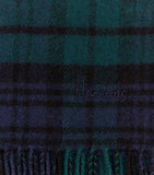 Fringed Check Wool Scarf Navy...وشاح صوف مزخرف بمربعات باللون الأزرق البحري