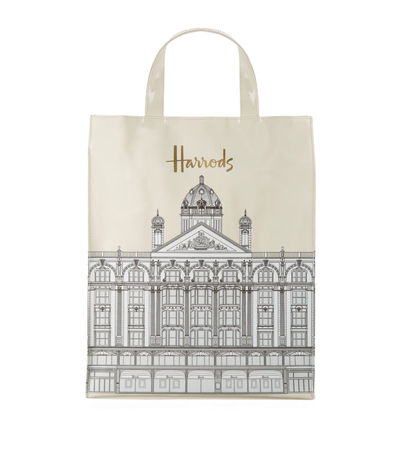 Medium Illustrated Building Shopper Bag..حقيبة تسوق متوسطة الحجم بتصميم مبنى مصور