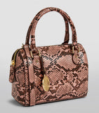 Micro Mini Pink Snake-Embossed Barrel Cross Grab Bag