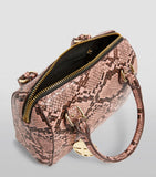 Micro Mini Pink Snake-Embossed Barrel Cross Grab Bag