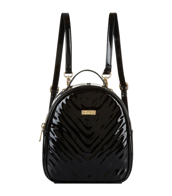 Mini Patent Christie Chevron Black Backpack...حقيبة ظهر صغيرة من كريستي شيفرون سوداء اللون