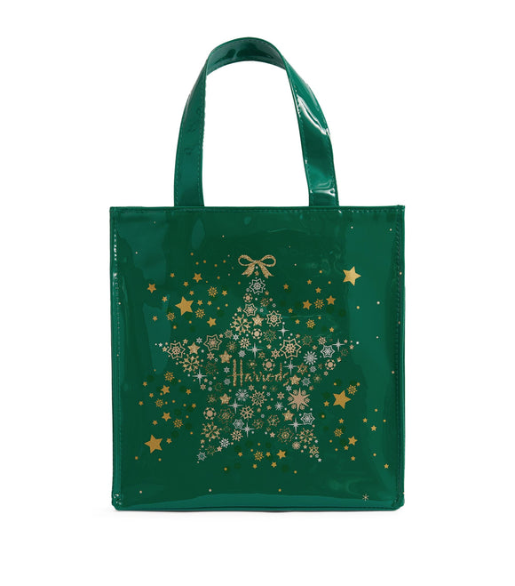 Small Green Star Shopper Bag ...حقيبة تسوق صغيرة بنقشة النجمة الخضراء