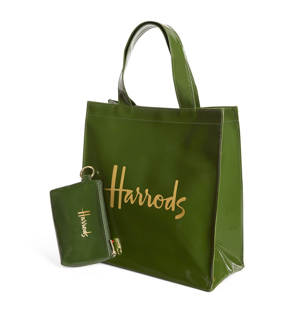 Small Logo Shopper Bag Green and Purse Set