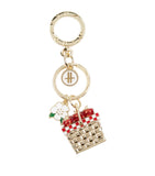 Harrods Large Strawberry Basket Charm Keyring..سلسلة مفاتيح هارودز الكبيرة على شكل سلة فراولة