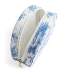 Blue Toile Wood Cosmetic Bag Set