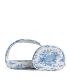 Blue Toile Wood Cosmetic Bag Set