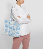 Harrods Blue Toile Wood Shoulder Bag