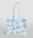 Harrods Blue Toile Wood Shoulder Bag