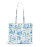 Harrods Blue Toile Wood Shoulder Bag