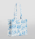 Harrods Blue Toile Wood Shoulder Bag