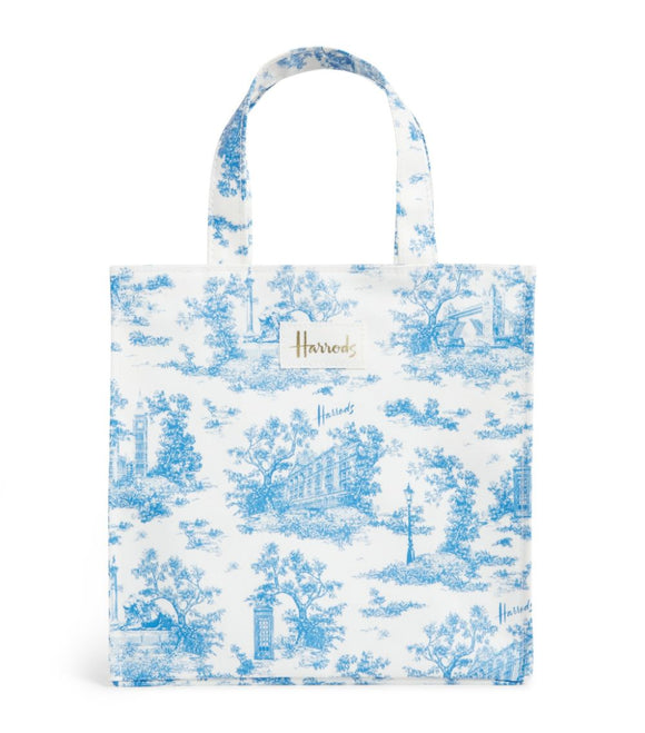 Small Blue Wood Shopper Bag