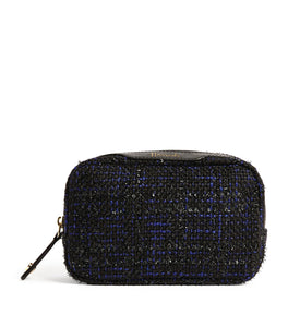 Harrods Blue Tweed Wandsworth Cosmetic Bag....(حقيبة مستحضرات تجميل )