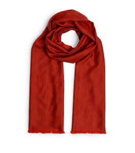 Woven H Logo Red Wool Scarf..وشاح صوف احمر بشعار H منسوج