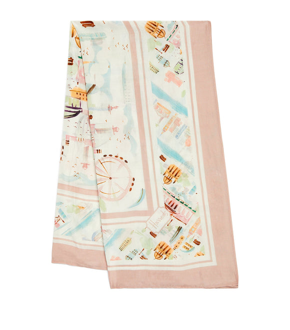 Harrods London Pastel Print Silk Scarfوشاح حريري بطبعة باستيل لندن
