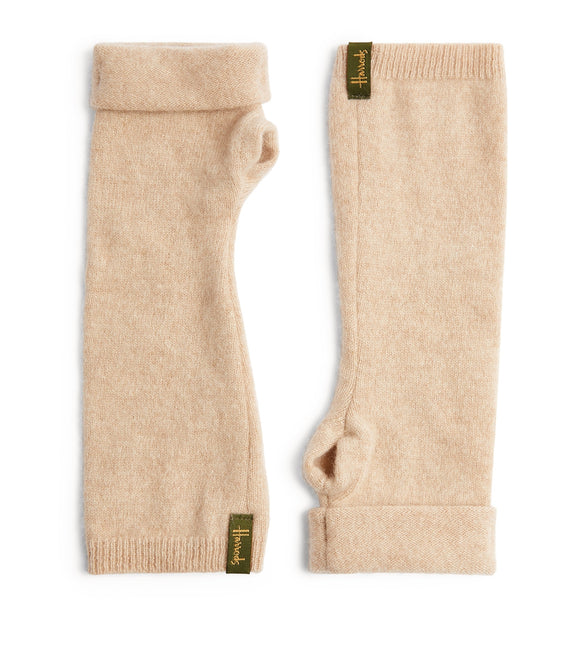 Harrods Cream Recycled Cashmere Fingerless Gloves