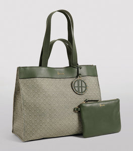 Harrods Barbican Woven Green Tote Bag...حقيبة باربيكان المنسوجة باللون الأخضر