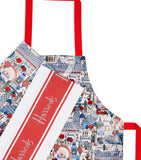 Harrods Pretty City Tea Towel and Apron Set مجموعة مناشف شاي ومريلة بتقشة المدينة الجميلة