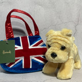 Bulldog in a Union Jack Bagدمية الكلب داخل الحقيبة