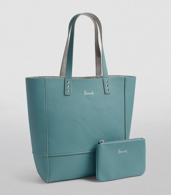 Fern Reversible Tote Bag Blue and Silver...حقيبة يد ذات وجهين باللونين الأزرق والفضي