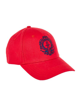 Harrods Red Crest Embroidered Cap..قبعة هارودز المطرزة باللون الاحمر