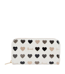 Glitter Heart Zip-Around Wallet