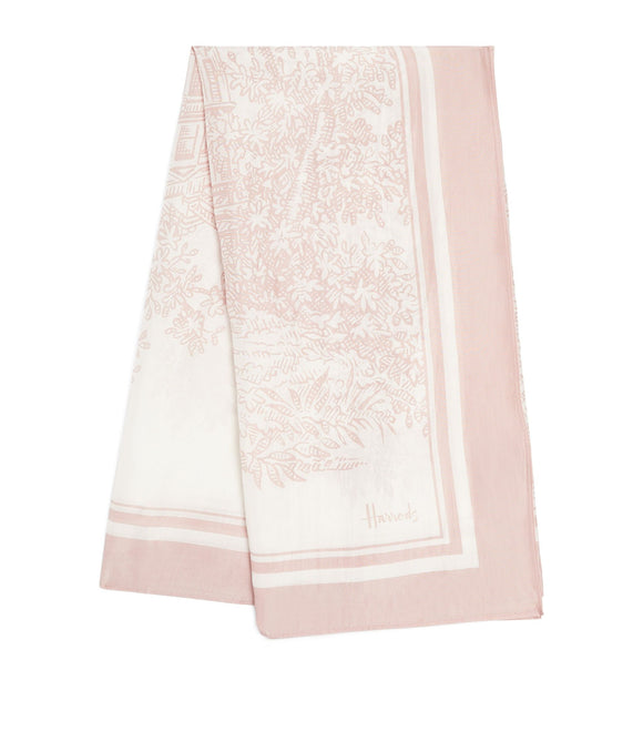 Harrods Pink Print Silk Scarf...وشاح حريري مطبوع باللون الوردي من هارودز