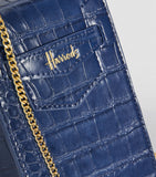 Harrods Mini Nano Navy Croc Phone Bag