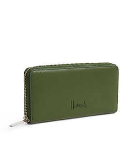 Leather Kensington Long Zip Wallet Green...محفظة جلدية ذات السحاب الطويل باللون الأخضر